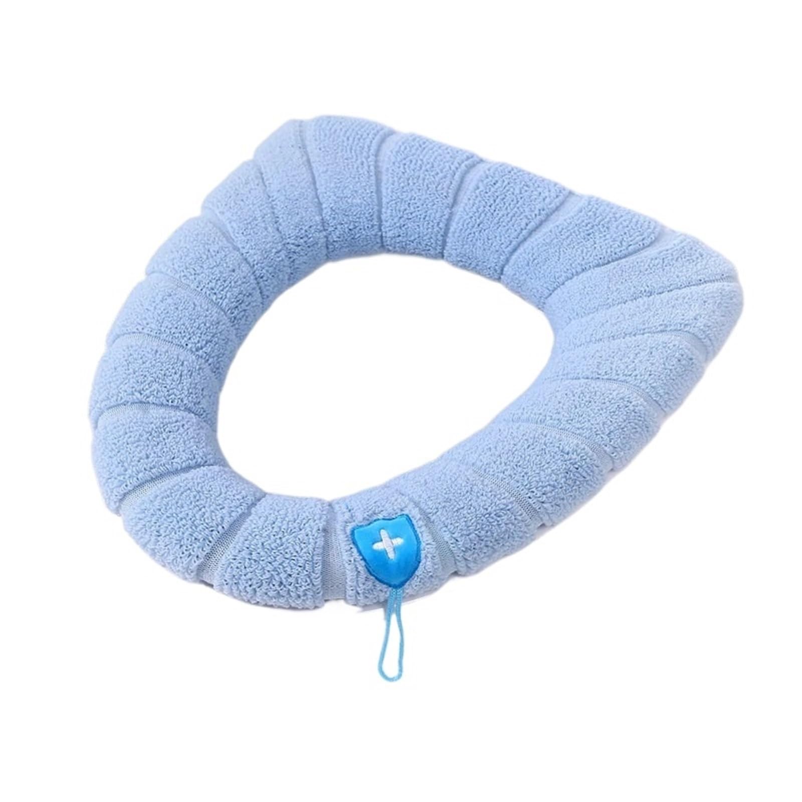 PADGCNOR Soft Toilet Seat Cushion Universal Bathroom Toilet Seat Cushion, Soft Pad, Closestool Lid, Warm Mat, Washable, Comfortable, Skin-Friendly, Winter(Blue With Handle)