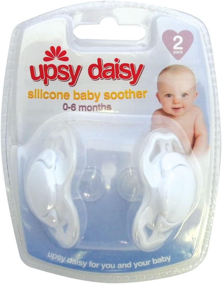 2pc Baby Silicone Soothers Comforter Dummy 0-6mths - white colour soother and transparent nipple CE marked