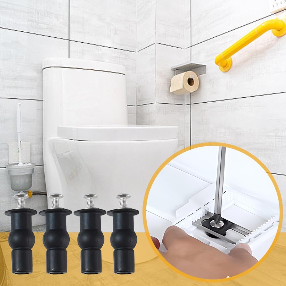 Toilet Hinge Bolts, Universal Toilet Seat Blind Hole Fixing Kit, Rubber Expansion Seat Cover Screws for Top Mounting Toilets Seats Hinges for Easy Installation(COLOR:black)
