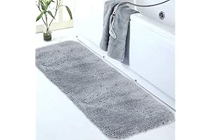 Large Shaggy Grey Bathroom Rug (24"x60") - Non-Slip, Water Absorbent, Soft Floor Mat