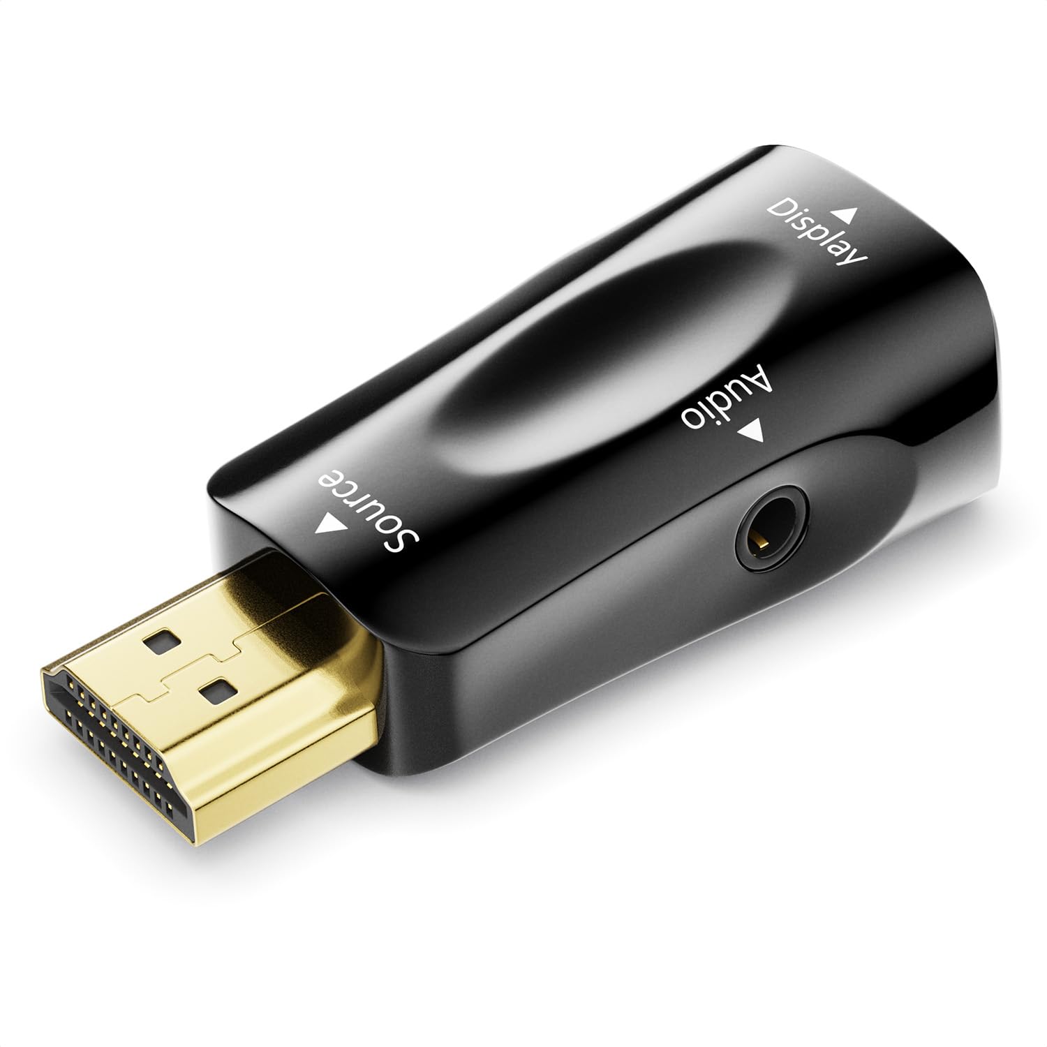deleyCON Adattatore Convertitore HDMI (Sorgente) a VGA (Display) - 1080p Full HD - (per Monitor/Beamer/Proiettore VGA) + Audio Jack 3.5mm - per PC/Computer/Laptop a Monitor/Beamer - Nero