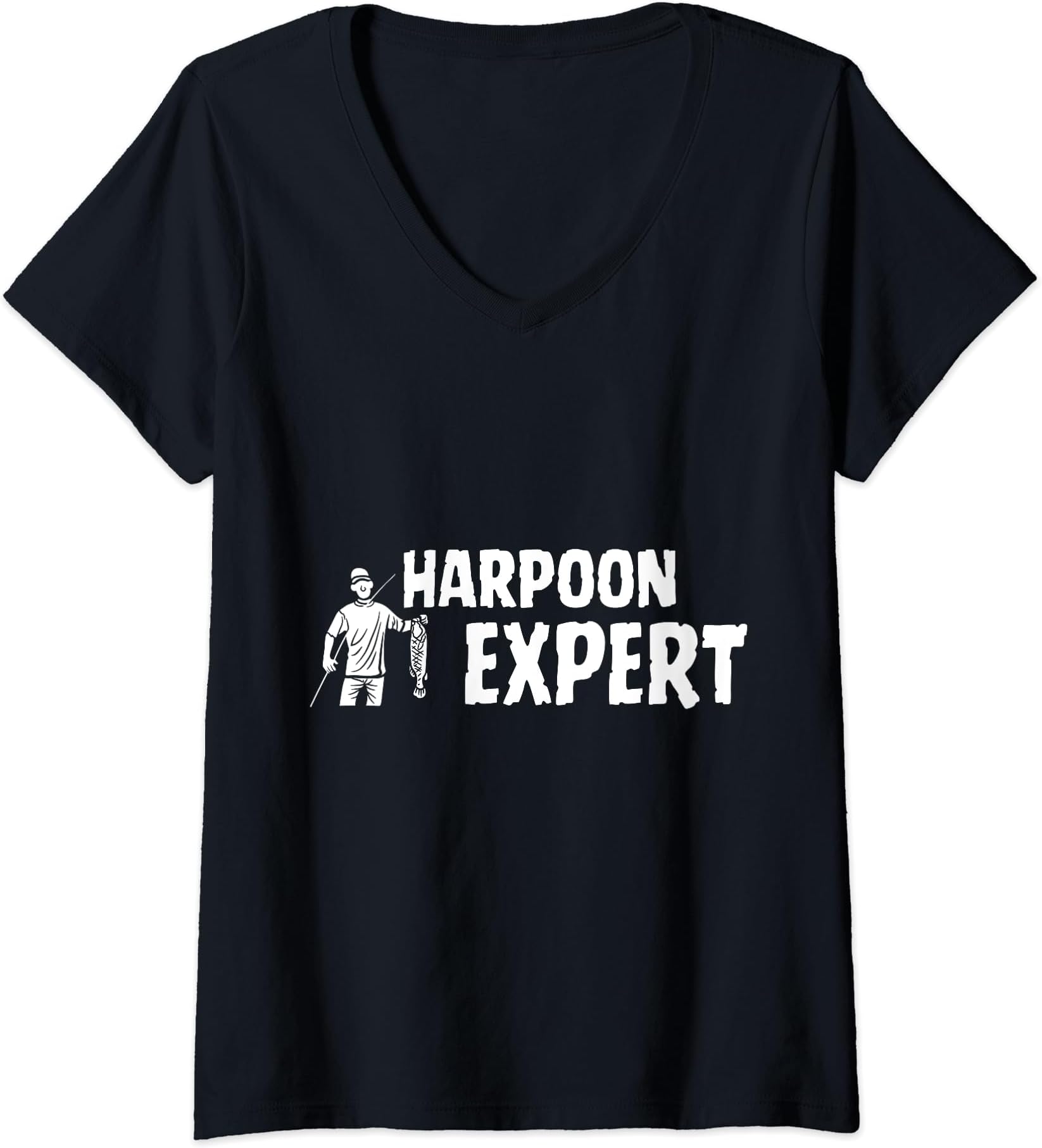 Womens Fisherman Gift Harpoon Fishing Expert V-Neck T-Shirt
