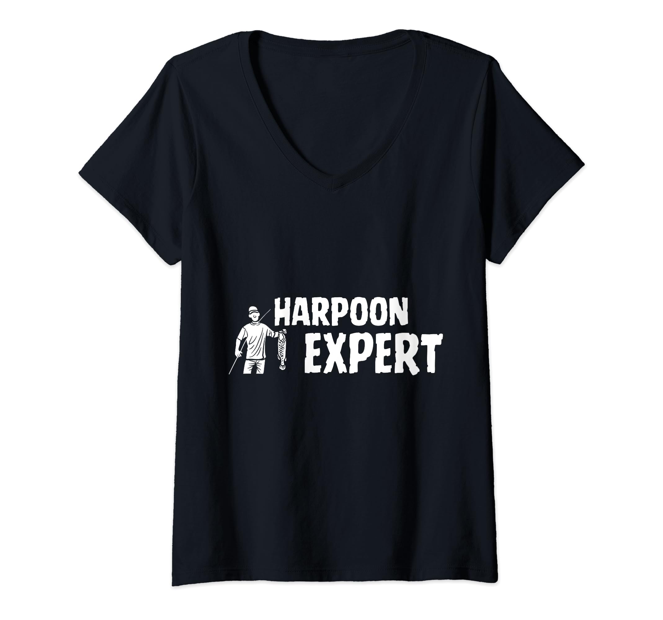 Womens Fisherman Gift Harpoon Fishing Expert V-Neck T-Shirt