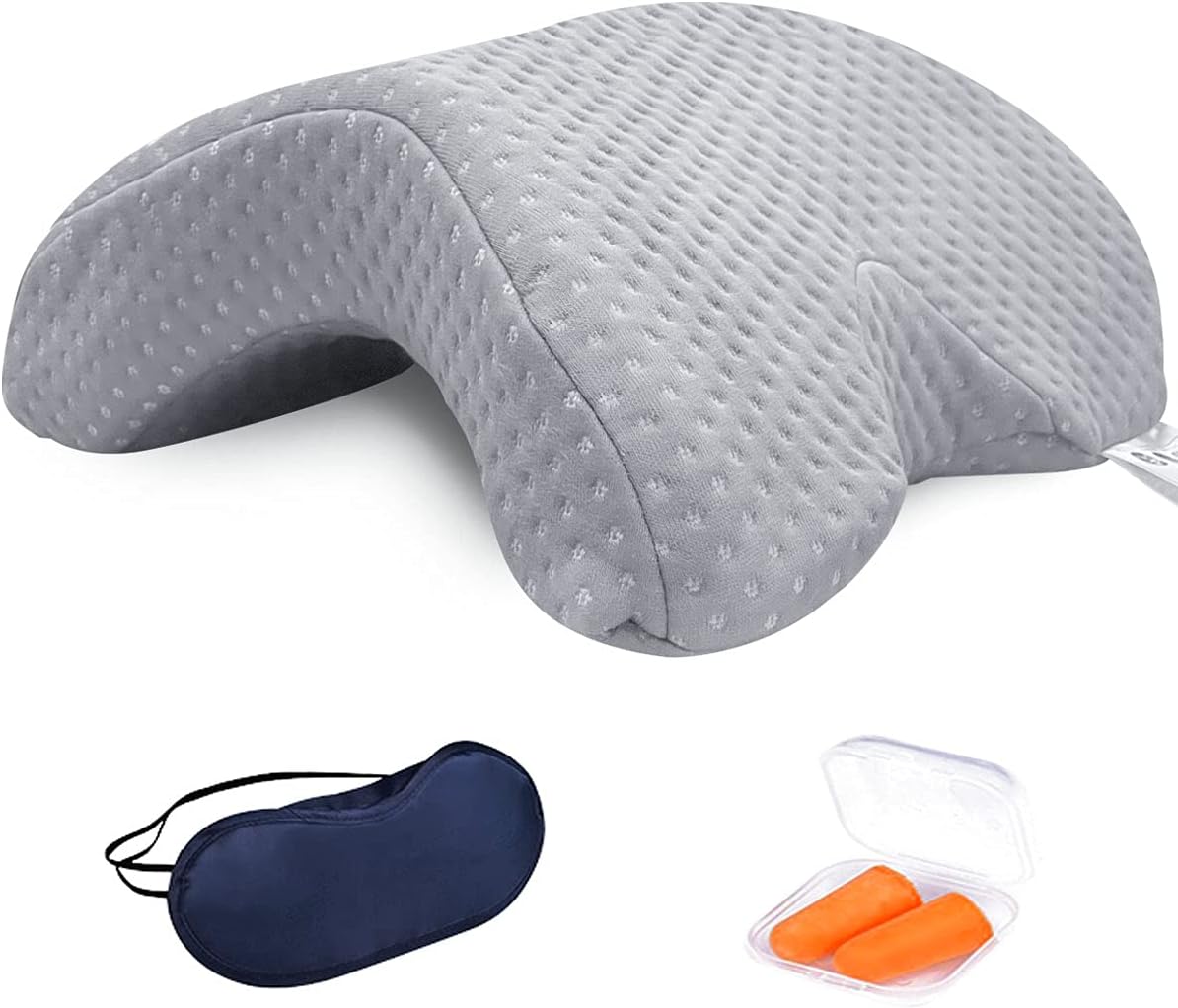 ALEVMOOM Sleeping Cuddle Arm Pillow for Couple Memory Foam Travel Arched Shaped U Pillow Providing Comfort and Support on Table Bed Office