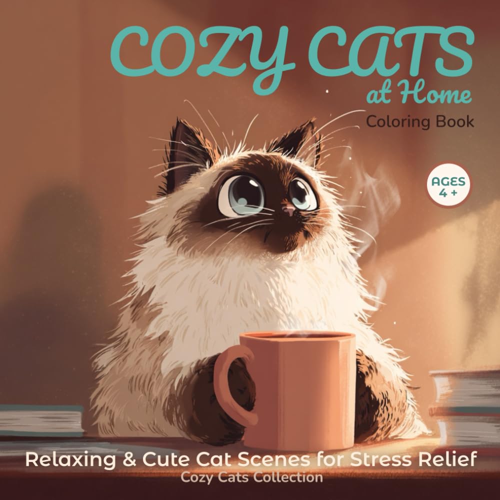Cozy Cats at Home Coloring Book: Relaxing & Cute Cat Scenes for Stress Relief, Comfort, and Mindful Coloring (CUTE COZY CATS COLLECTION)