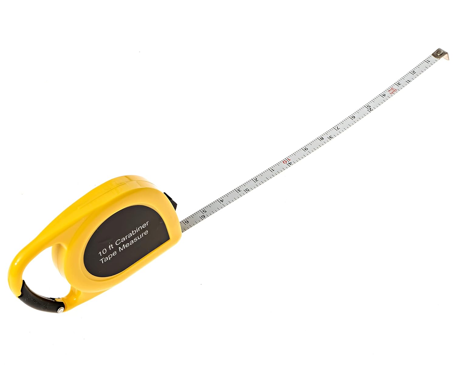 Carabiner Mini Tape Measure - Metric and Imperial 10 ft/ 300 cm - Metal Measuring Blade, Quick Read, Auto-Lock and Pocket Size, Shock Absorbent Case, Ideal for at Home and in Office Use