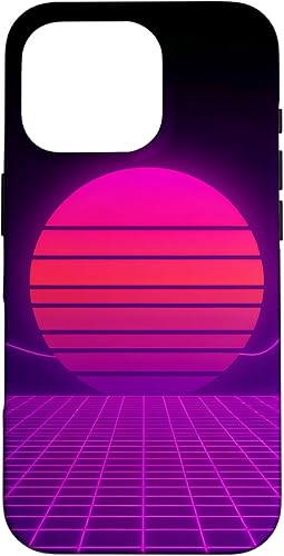 Miniatura 20 de Funda con diseño estético para iPhone 16 Retrowave Synthwave de los años 80 y 90