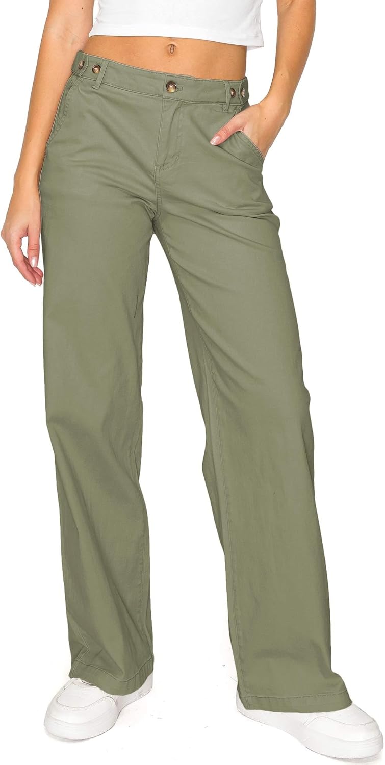 Celebrity Pink Women's Juniors High Rise Slouchy Wide Leg Trousers