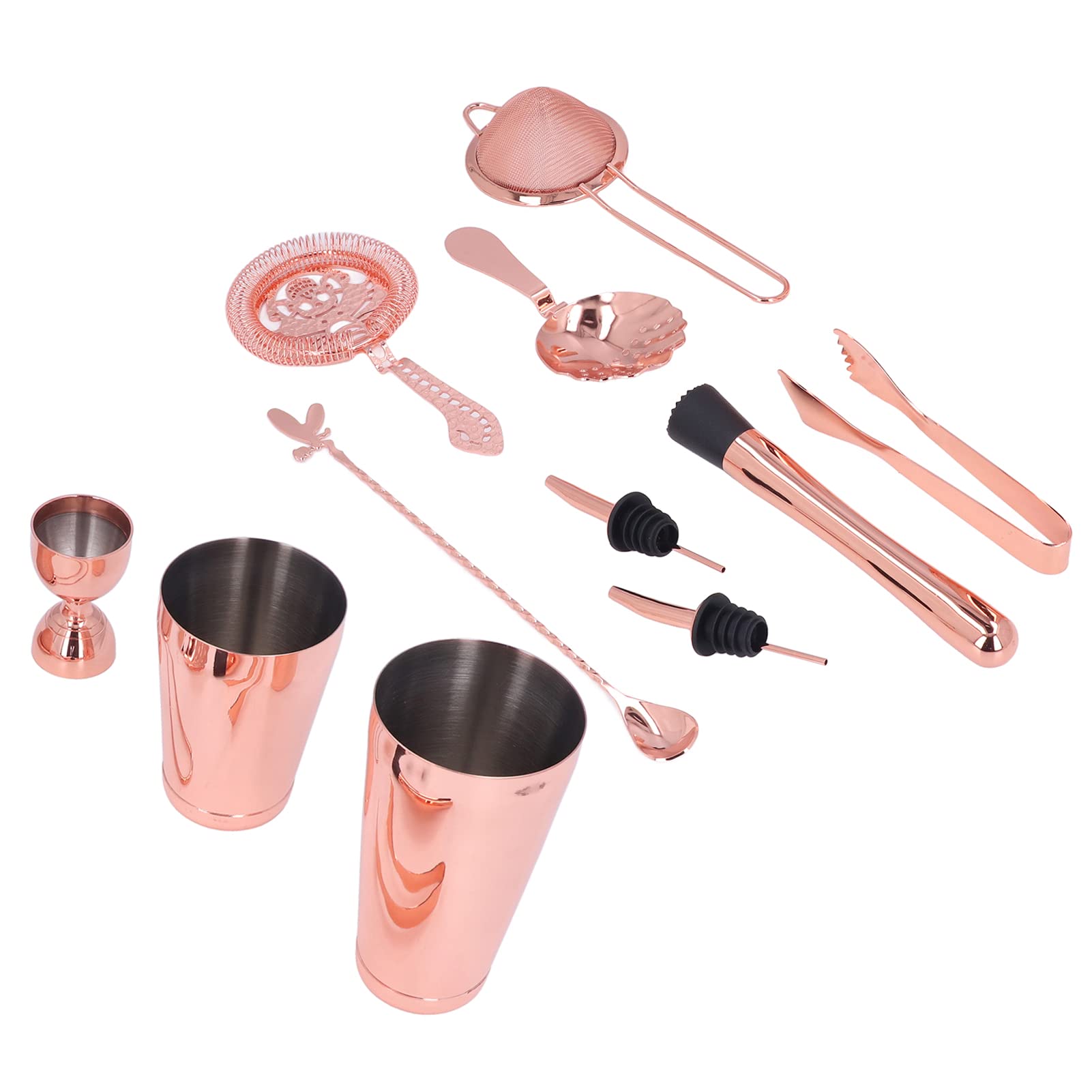 Conjunto de coctelera de cóctel de 11 piezas, kit de cóctel de acero inoxidable, conjunto de bar, mezclador de bebidas con accesorios esenciales, coctelera, Jigger, colador,