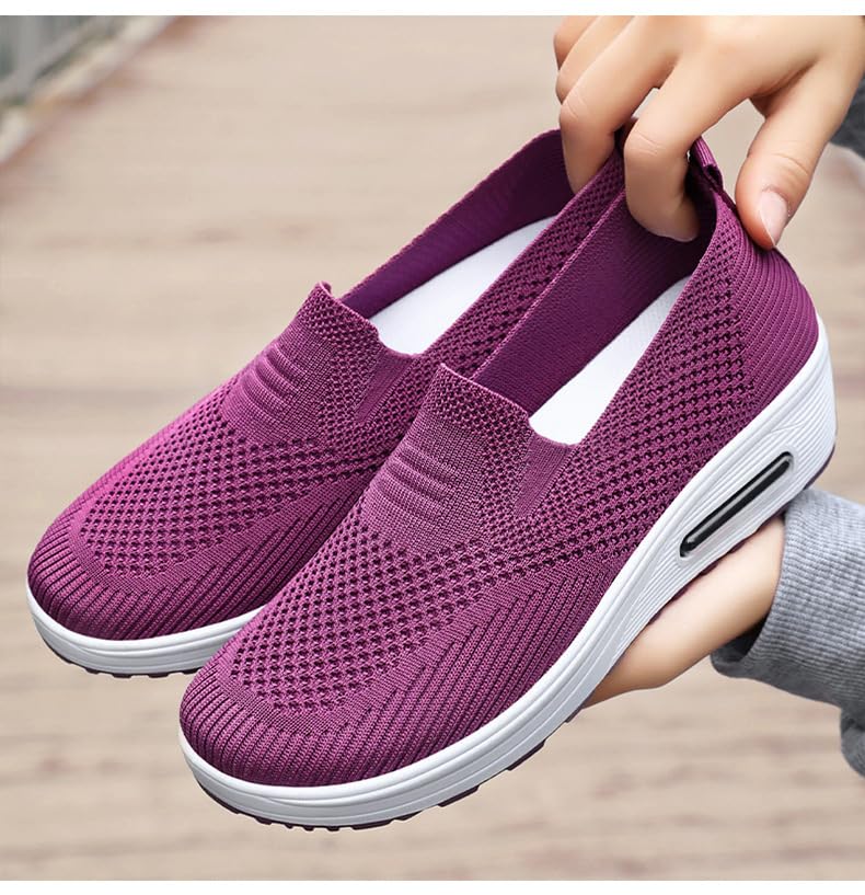 Image of carl vinson Women's Spring Thick-Soled Slip-On Shoes - Breathable, Comfortable, Height-Increasing Sneakers
