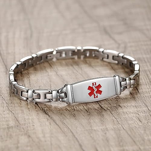 Miniatura 2 de Fashion Lady - Pulseras de identificación de alerta médica de acero inoxidable con grabado gratuito
