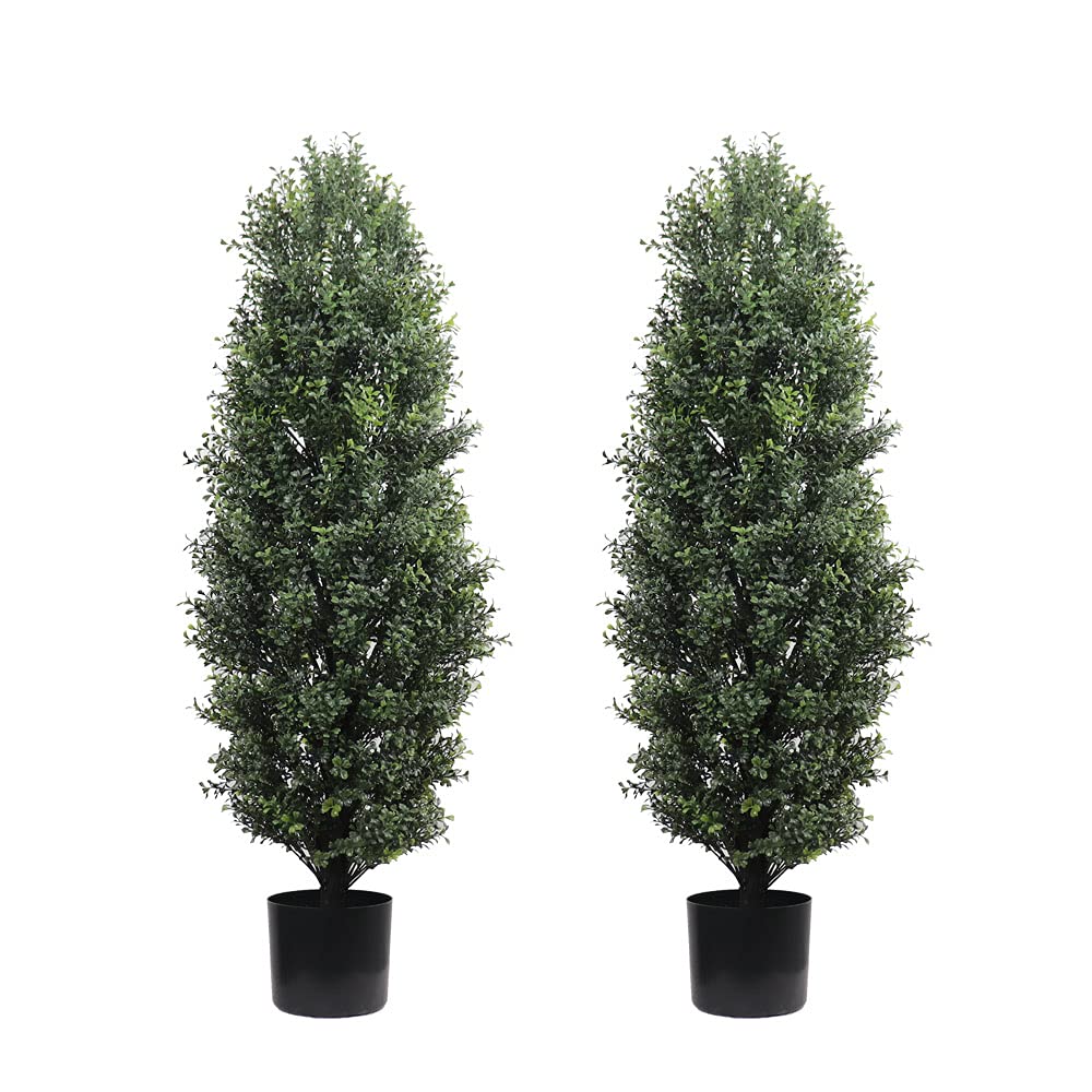 40''T Artificial Cedar Outdoor Potted Topiary Greenery Home Set of 2