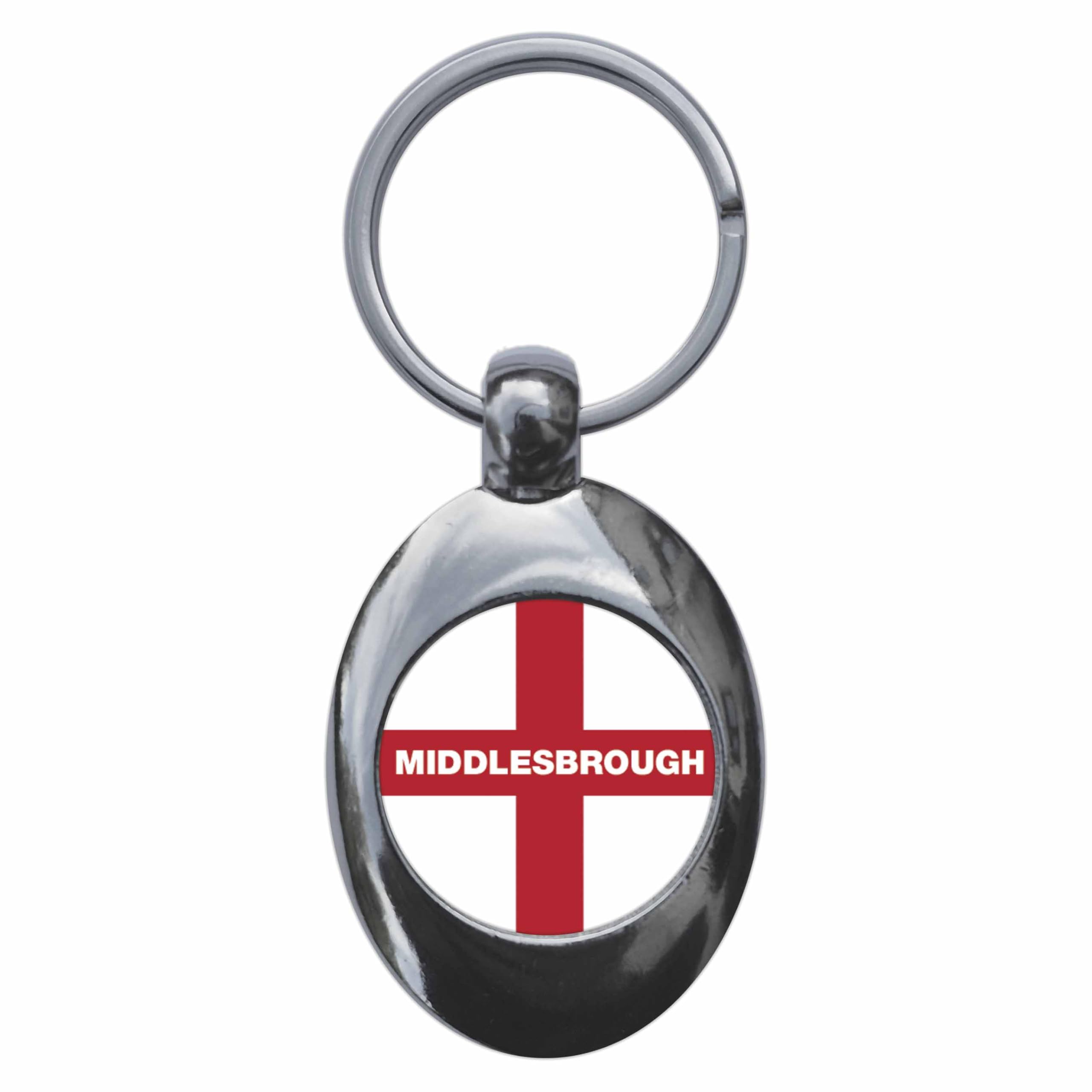 Ozorath Middlesbrough England Flag Keyring Keychain With Trolley Coin