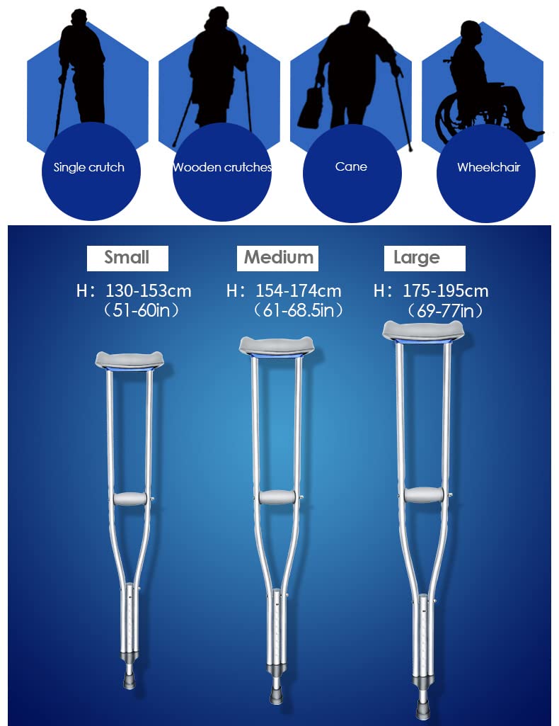 Muletas plegables, 2 muletas para axilas con almohadillas suaves y asas, bastón de aluminio ajustable en altura, puntas de goma inferiores grandes, bastones para niños, jóvenes y adultos
