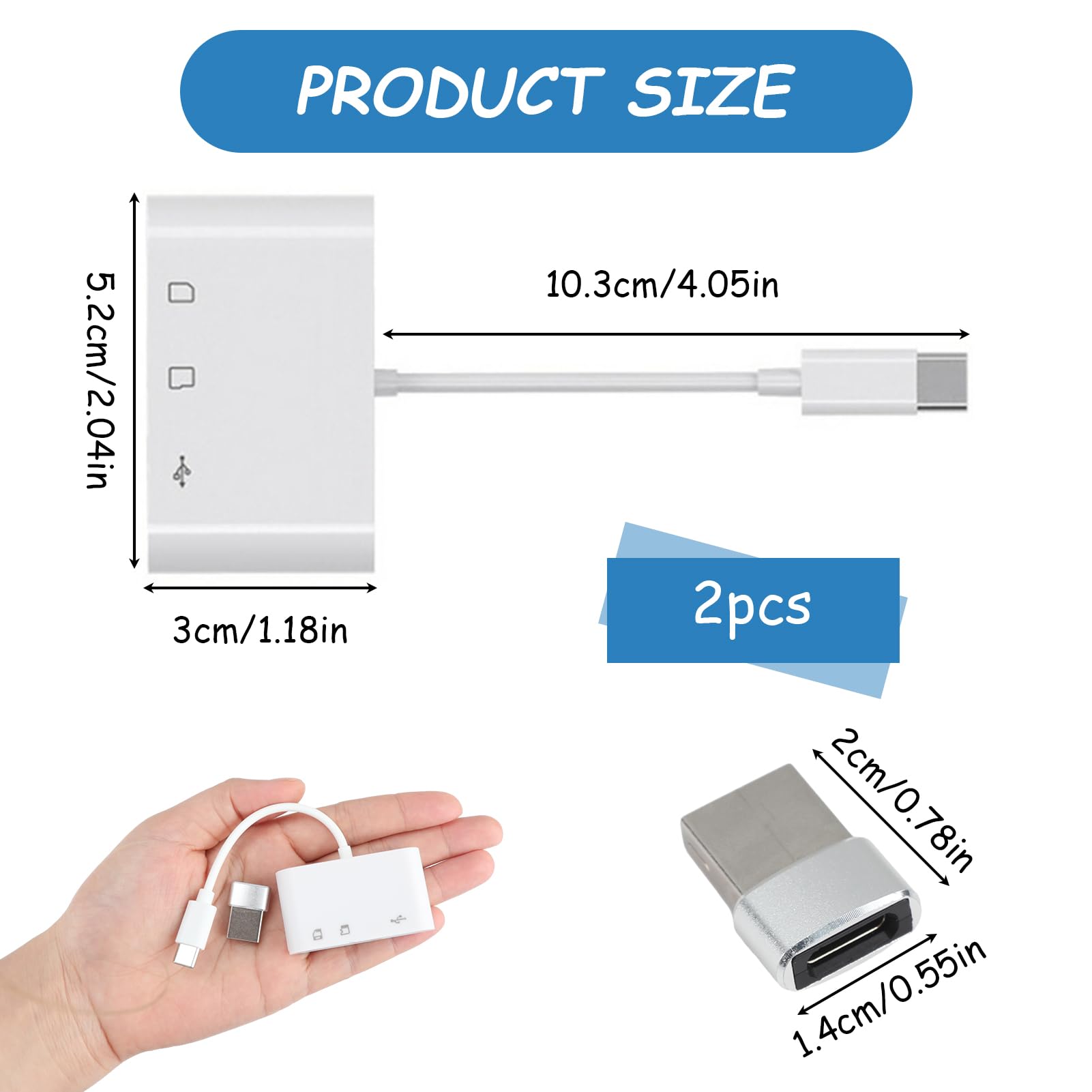 Lecteur Carte SD USB-C/USB - Compatible SD/MicroSD/MMC Jusqu'à 512Go