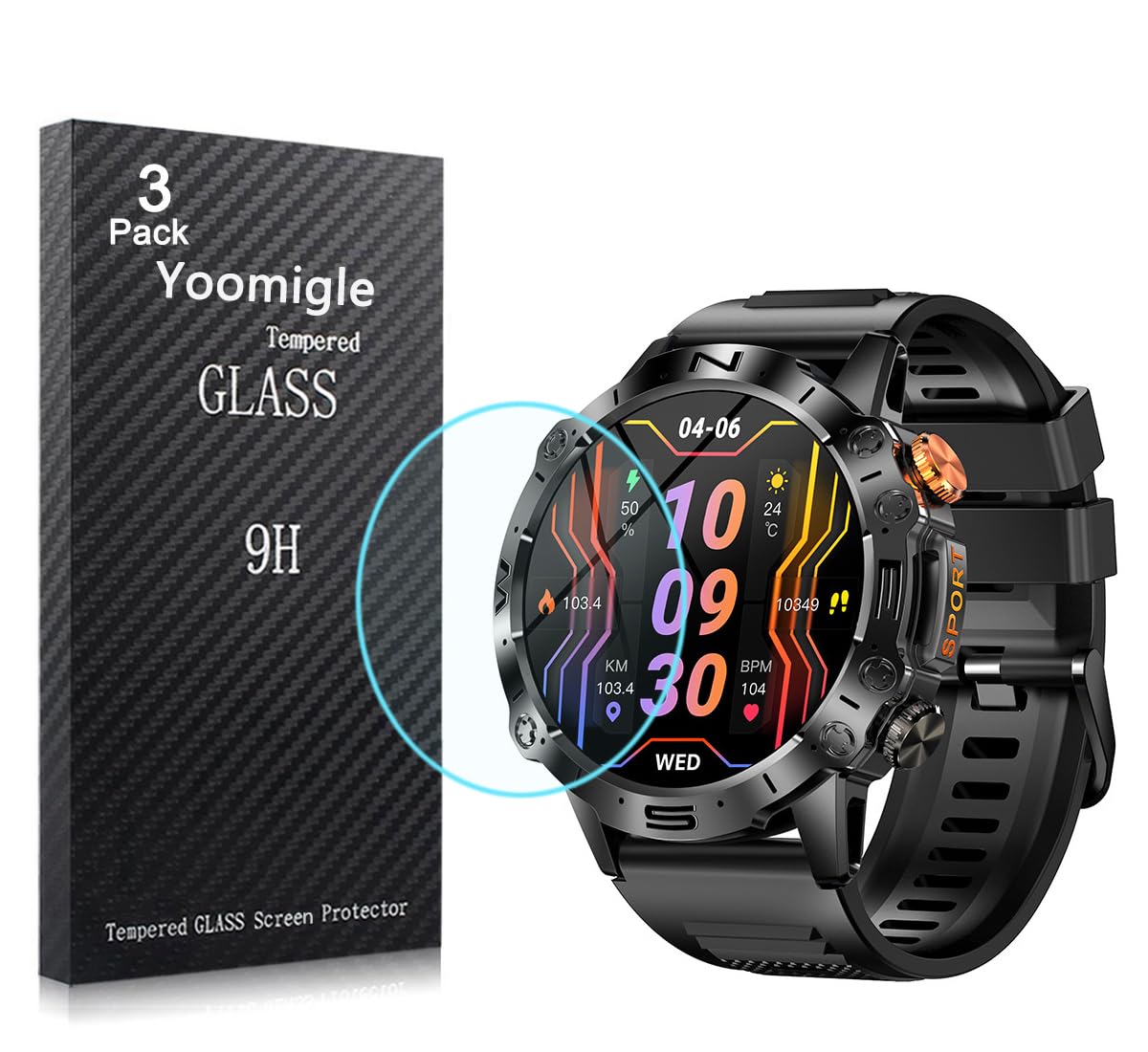 Lamshaw Lot De 3 Films Protection Écran 3D Pour DREMAC FV6 Smartwatch 1.85" – Ultra Transparent HD, Anti-Rayures