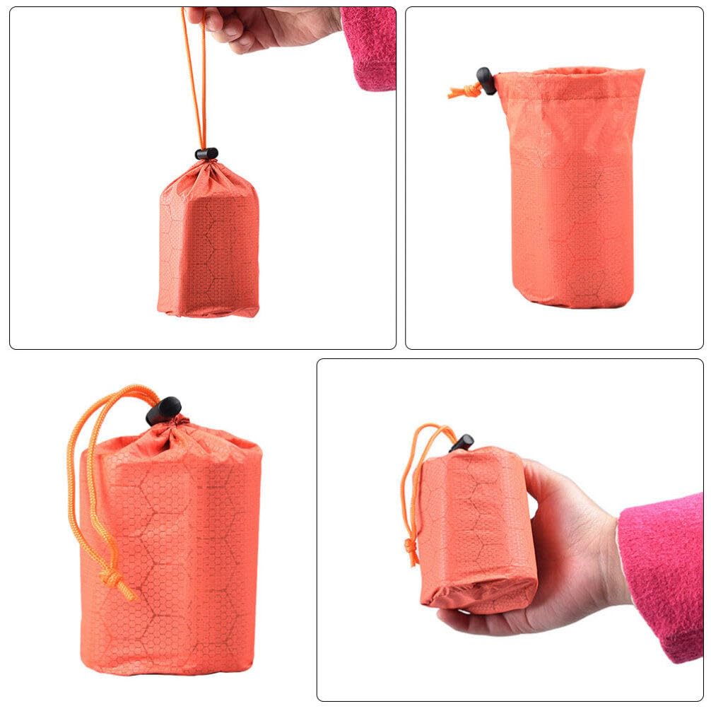 Baluue 2pcs Emergency Sleeping Storage Bags, Lightweight Drawstring Bags, Orange, Waterproof Portable for Hiking and Backpackingm (Sleeping bag not included)