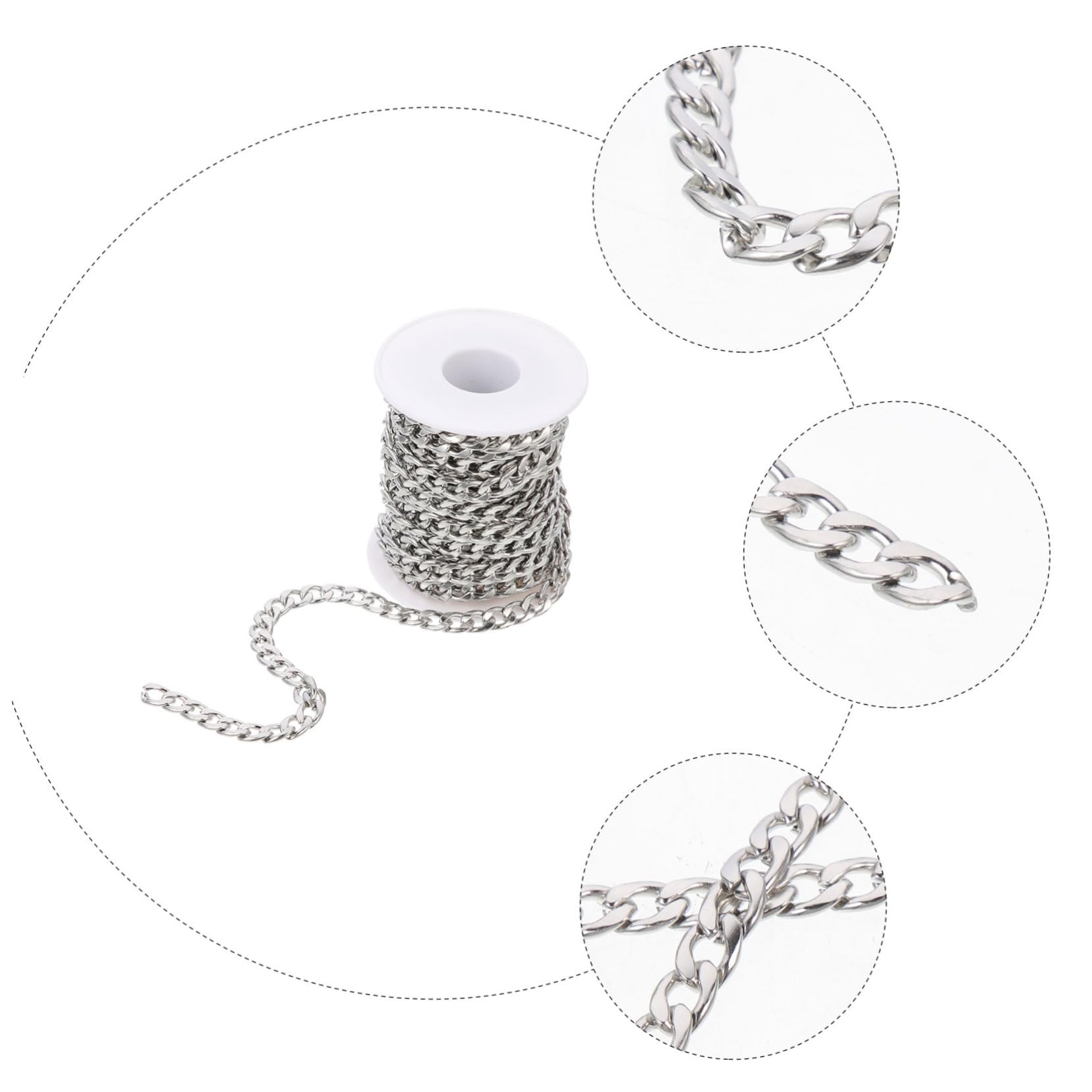 Hemobllo Catena per Creazione di Gioielli Fai da Te Catenina Piatta per Collana o Bracciale Materiale Durevole e Resistente Tagliabile alla Desiderata