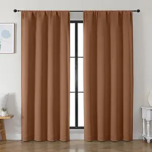 Simplebrand Ava Sun Baked Blackout Curtains for Bedroom 84 Inch Length 2 Panels Set, Solid Thermal Insulated Privacy Living Room Window Treatment Curtains Blackout Drapes, W50 x L84 Inch, Sun Baked