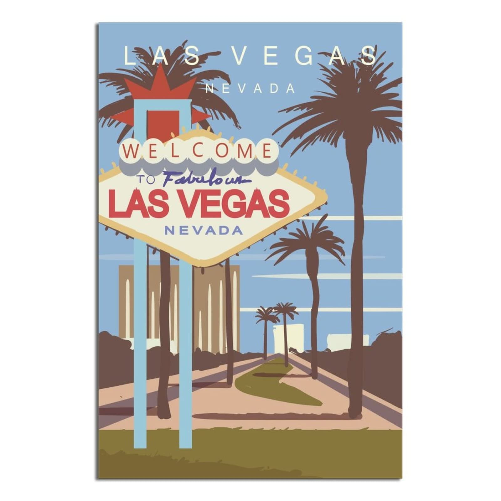 Ktywz A494 Metal Tin Sign Vintage Wall Plaque Poster Las Vegas Nevada Skyline Kitchen Bar Novelty Gift Aluminium Metal Tin Wall Décor Sign 15X30cm