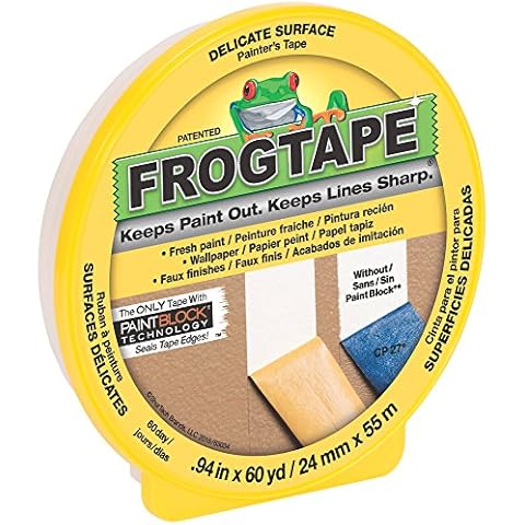 FROGTAPE 105550 CF 160 Delicate Surface Painter's Tape with PAINTBLOCK, 24mm x 55m, Yellow Cover