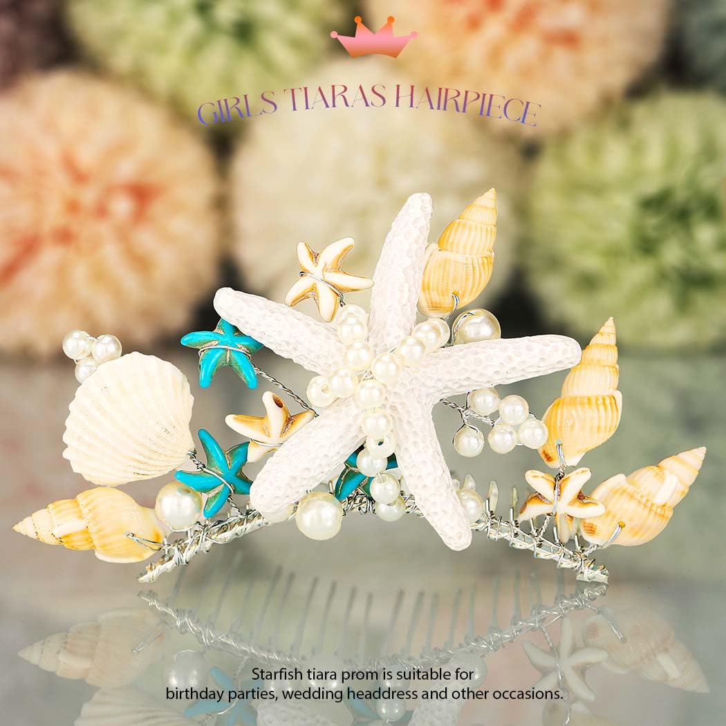Yean Starfish Hair Clip Seashell Mermaid Crown Comb Sea Shell Hair Accessories for Girls - Image 5