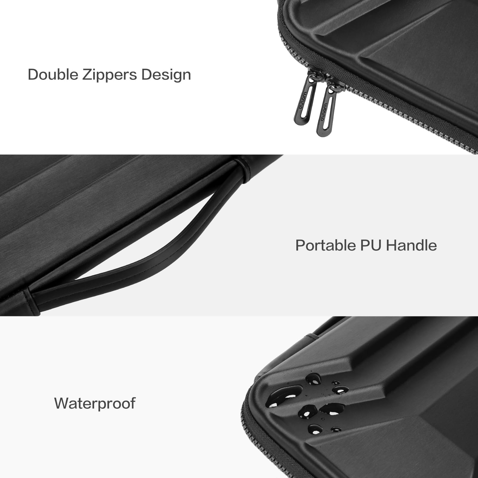 MOSISO 15-16 Pollici Custodia Rigida Laptop, 15,6 Pollici Impermeabile Borsa Computer Compatibile con MacBook HP Dell, Custodia Rigida PC EVA Trapezoidale Simmetrica con Maniglia, Nero