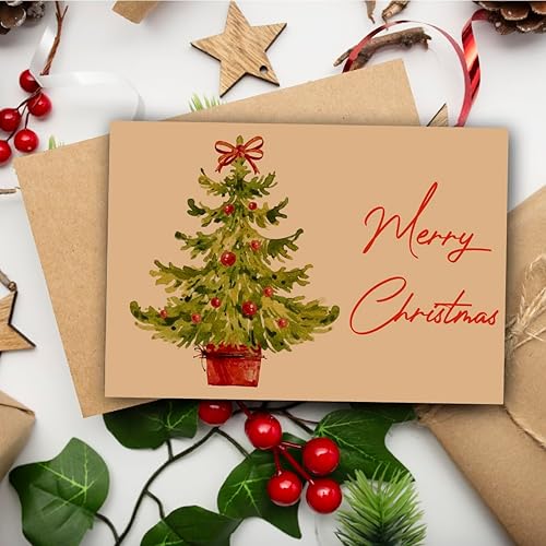 Miniatura 5 de ANSSDO Paquete de 50 tarjetas y sobres en blanco de 5 x 7 pulgadas no plegados cartulina de papel kraft pesado y sobres A7 para tarjetas de