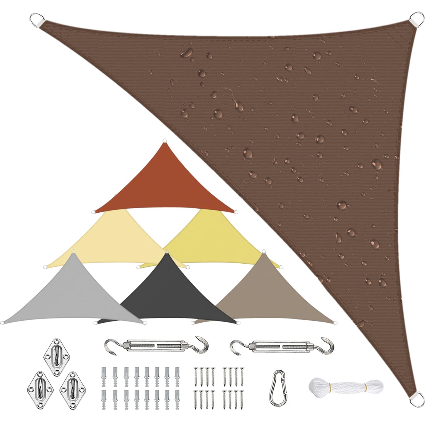 Sichtschutz Shade sail 2x2x3M, Durable Oxford Canopy, 90% UV Protection, With Fixing Kit, for Backyard Garden - brown — image 1