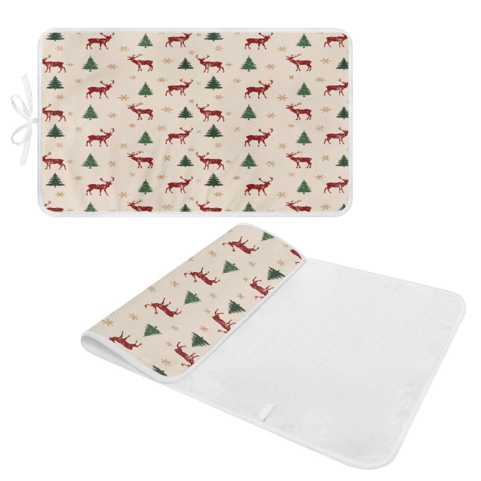 Bügelmatte Rote Weihnachtsrenniere Bügeleinlage Faltbares Hitzebeständig Waschbar Bügelauflage für Tisch und andere Oberflächen Bügelbrett Unterlage rutschfeste Bügeldecke 80x50cm (2 Stück)
