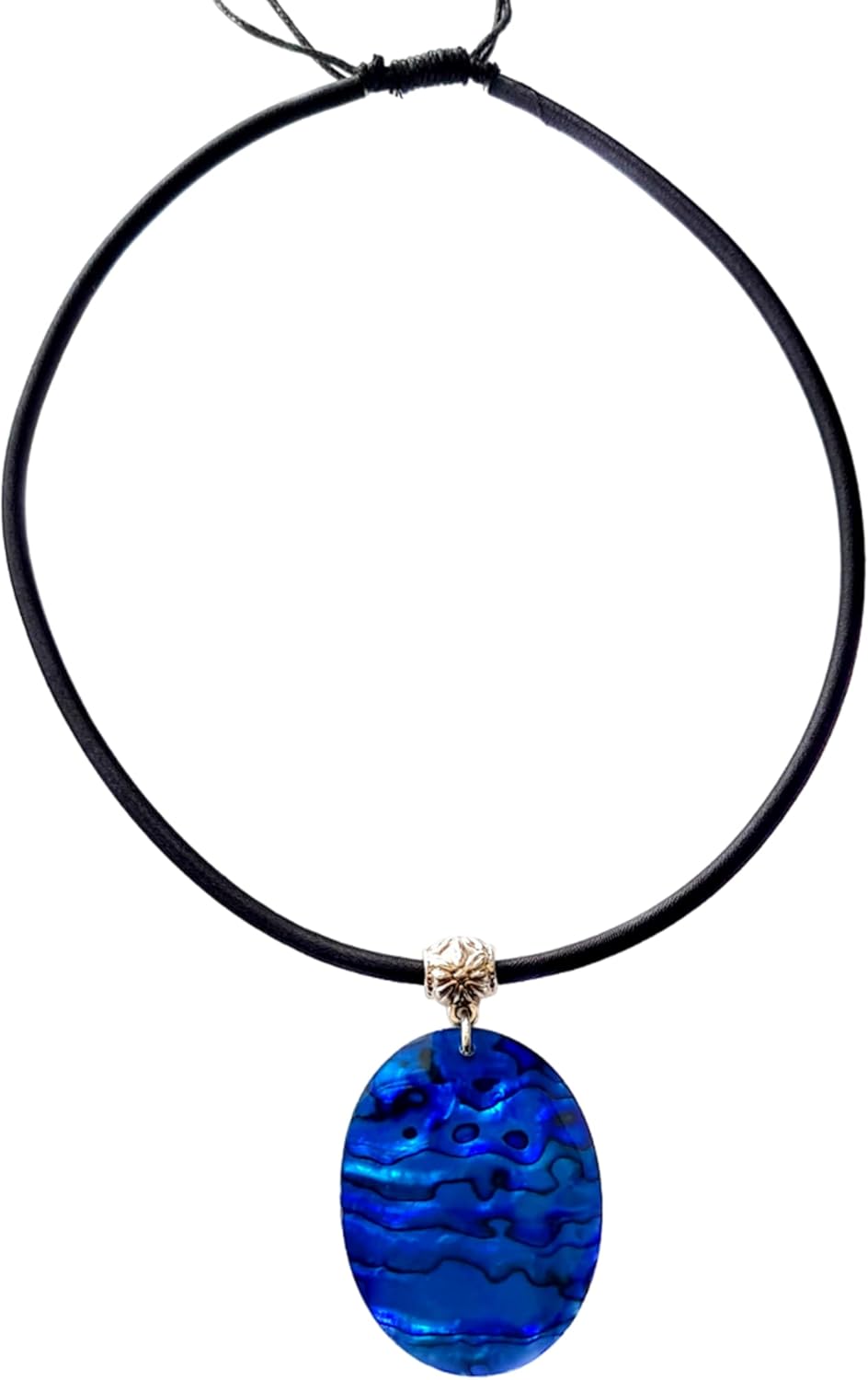 Blue Abalone Necklace, Natural Paua Abalone Necklaces for Women Men, Handmade Beads Waxed Cords Seashell Necklace Jewelry AA427 - Image 6