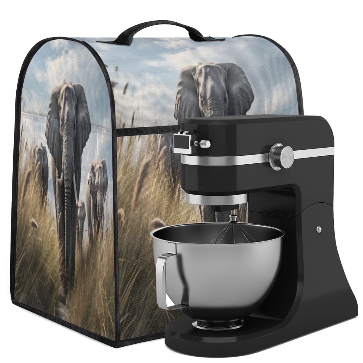 Coffee Maker Cover Africa Elephant Kitchen Appliance Covers Small Appliance Covers Blender Cover Juicer Cover Dust Covers for Kitchen Appliances with Top Handle and Pockets,Washable,C631