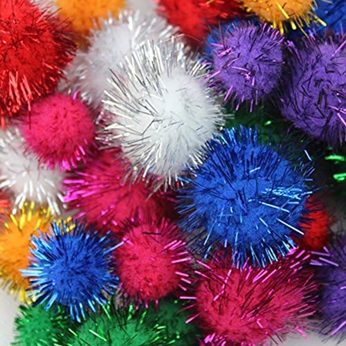 TECH-P® 50 Pack 2 Inch Glitter Poms Poms Sparkle Balls Pet Cat Toy Balls Christmas Holiday Party Decorations--Assorted