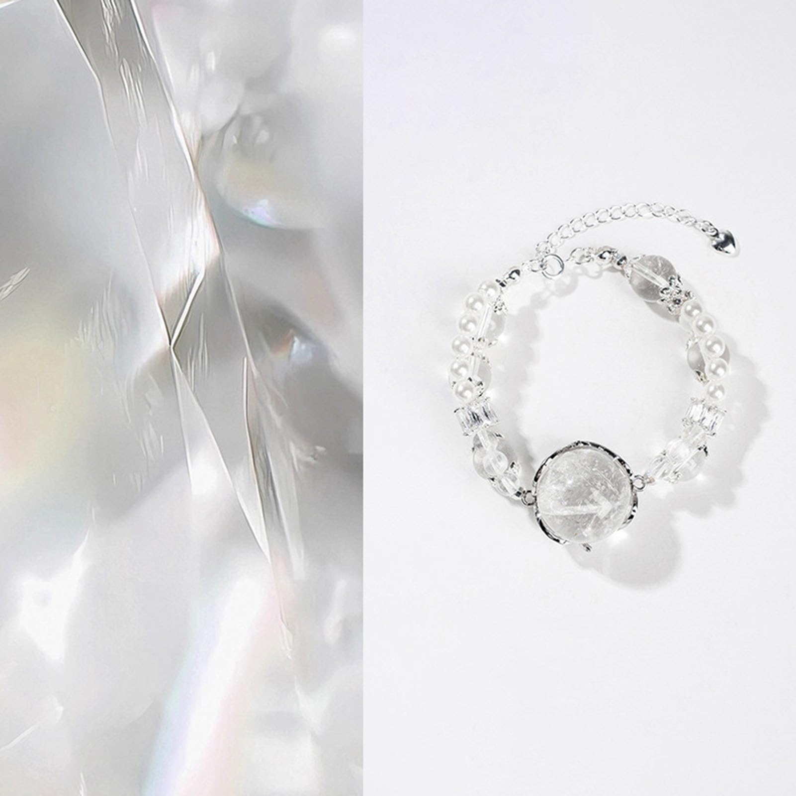 Bracciale in Cristallo di Quarzo Trasparente Naturale Gioielli con Perline di Pietra preziosa Bianca Pura per chiarezza mentale, amplificazione energetica ed Equilibrio Quotidiano
