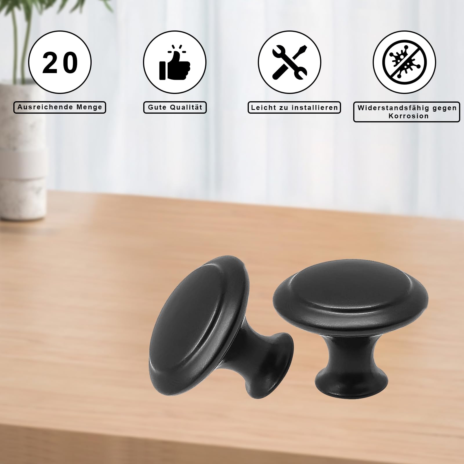 Pomelli Per Cassetti Vintage - Nero Opaco 28 Mm - Acciaio Inox - Confezione Da 20 Pezzi Con Viti - Foto 4