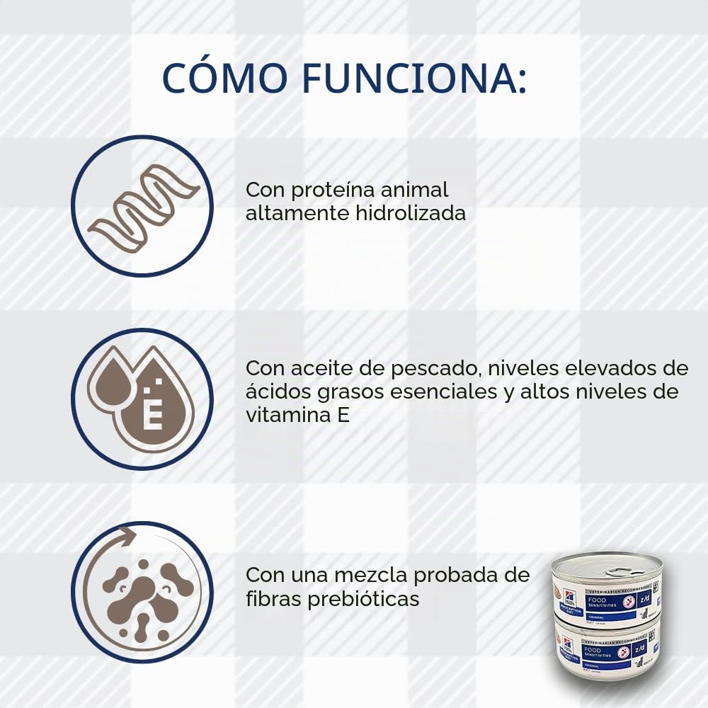 AETN Creations Z/D Alimento Húmedo para Gatos con Sensibilidad Alimentaria, Paquete de 12 Latas de 156g, con Golosina y Juguete para Gato de AETN
