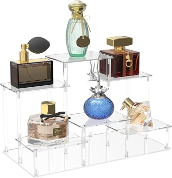 DuvinDD 6-Tier Acrylic Riser Display Stand for Collectibles Cologne Stand