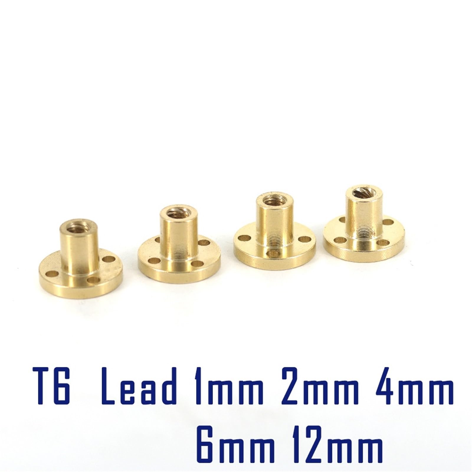 ELLANA Threaded Backlash T6 Lead Screw Brass Nut 1mm 2mm Pitch Thread Rod Nut Tr6x1 Tr6x2 Tr6x4 Tr6x6 Tr6x12 Stainless Steel Trapezoidal Screw Nut Screw trapezoidal (Size : Pitch 1mm Lead 1mm)