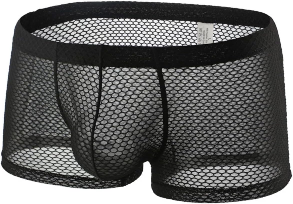Men Breathable Underwear See Through Sexy Boxer Briefs Mesh Bikini Pouch Underpants Male Soft Bikini Cool Boxers