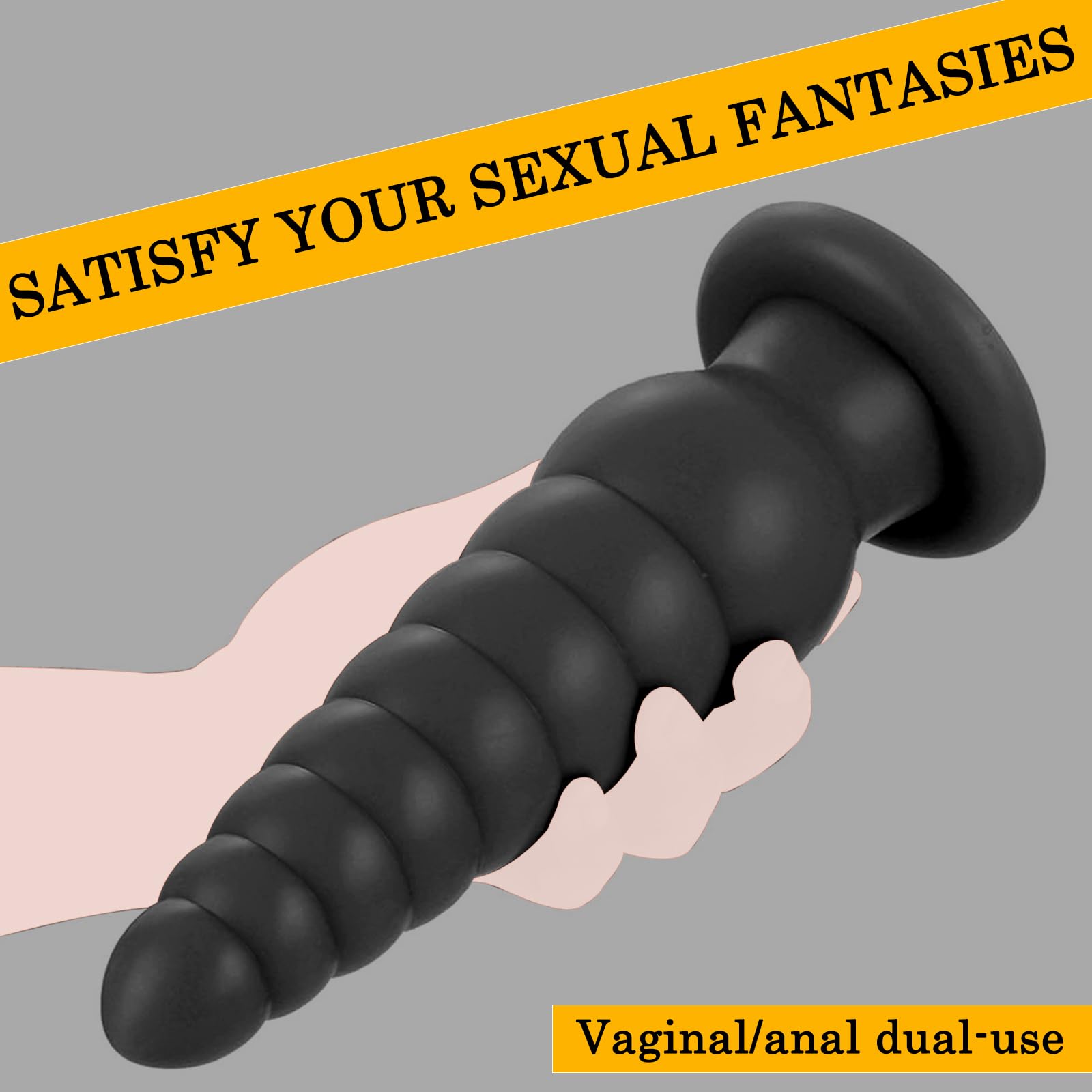 BDSMYOU Plug Anale Dildo Anale Dildo XXL Gigante con 8 Palline Anali e Ventosa,Sex Toys Extra Large Dilatatore Ano per Donna Uomo,Toys Sessuali per Donna Uomini Coppie (Nero)