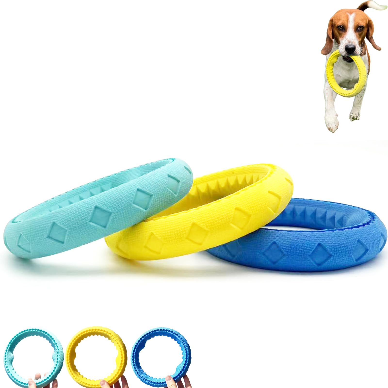Jatmira 3Pcs Tough Durable Ring Toy for Dogs Tug Ring Strong Rubber Dog Fetch Toy for Small Medium Breeds Pack of 3