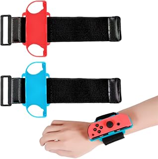 ZOWEXIQ 2 Pulseras Juzt Danze, Bandas de Muñeca para Correa Ajustable para Controladores Joy-Can de NS Swtch/Swtch OED Juzt Danze, Burn It Up, Fitness Boxing (Azul/Rojo)