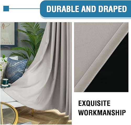 Miniatura 7 de H.VERSAILTEX Cortinas 100% de opacidad para dormitorio, con aislamiento térmico, cortinas opacas para sala de estar de 96 pulgadas de largo,