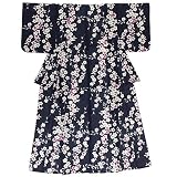 [SOUBIEN] (ソウビエン) 浴衣 レディース 単品 紺 桜 花 綿麻 変わり織 ボヌールセゾン フリーサイズ