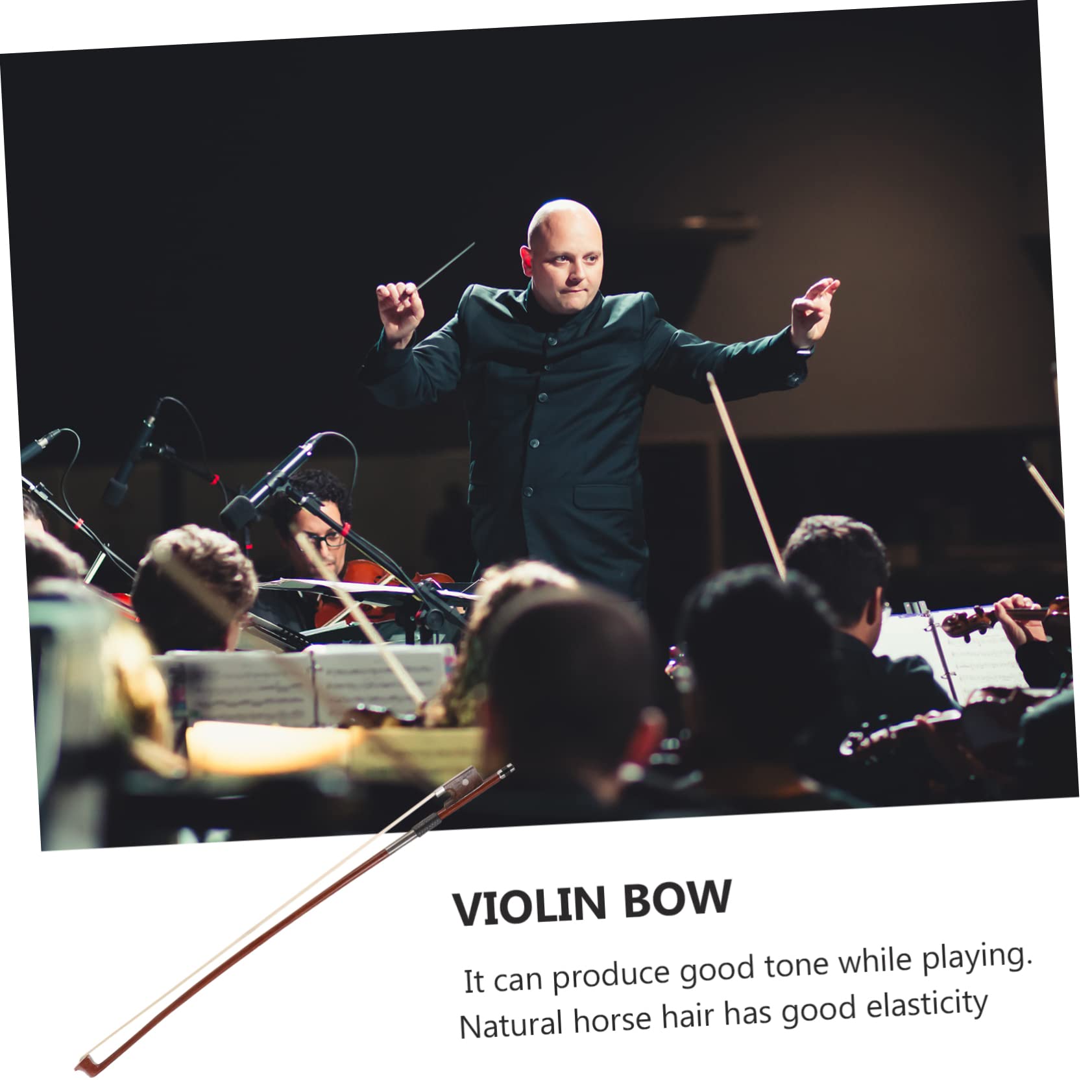 ERINGOGO Violin Bow Violin Accessory Violin Rod Kids Fiddle Bow Well Balanced Bow Cello Bow Carbon Fiber Violin Beginner Violin Parts Wood Replacement Bow Guitar White Ponytail Student Hair