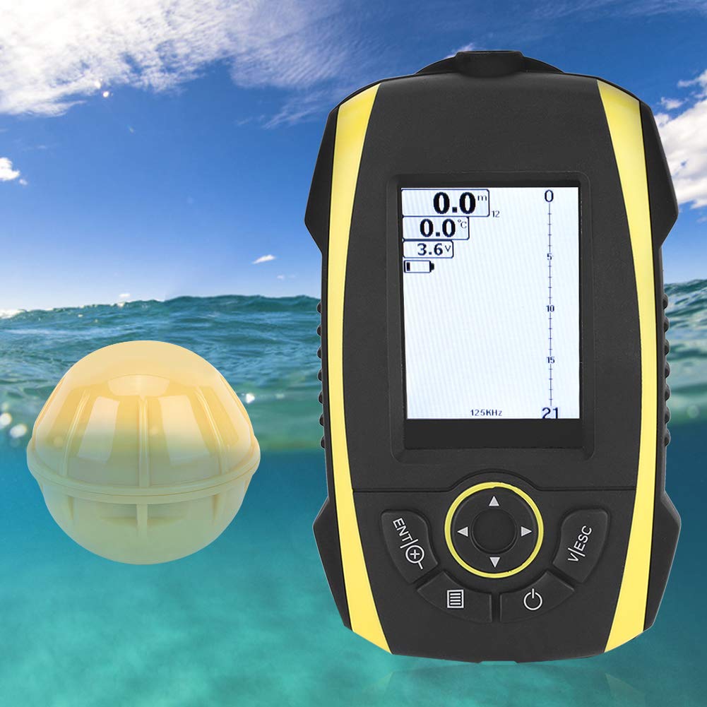 Kikumi FF288W Rilevatore Sonar Ecoscandaglio Wireless con Schermo a Colori 433 MHz Portata 100 M Profondità 40 M Allarme Pesce per Barca da Pesca in Kayak Sul Ghiaccio