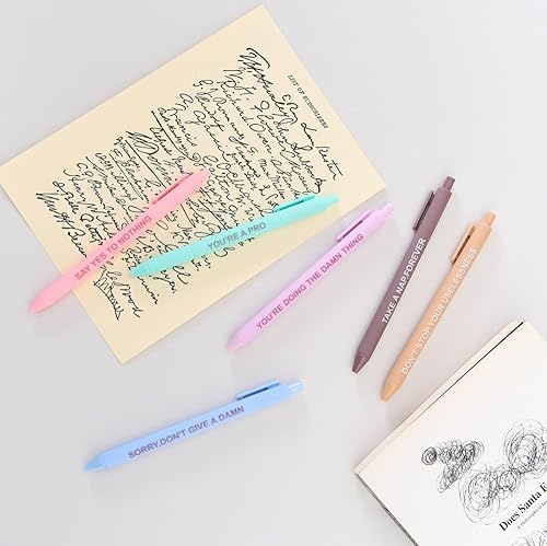 Miniatura 27 de Paquete de 10 bolígrafos sarcásticos divertidos, bolígrafo de metal Snarky de metal dorado rosa de lujo, alentador, regalo de oficina, tinta negra