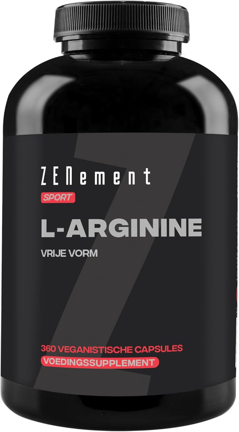 L-Arginine, 100% Puur, 700 mg, 360 Capsules | Vaatverwijder, bevordert atletische prestaties en spierontwikkeling | Veganistisch, zonder toevoegingsmiddelen, glutenvrij | Zenement