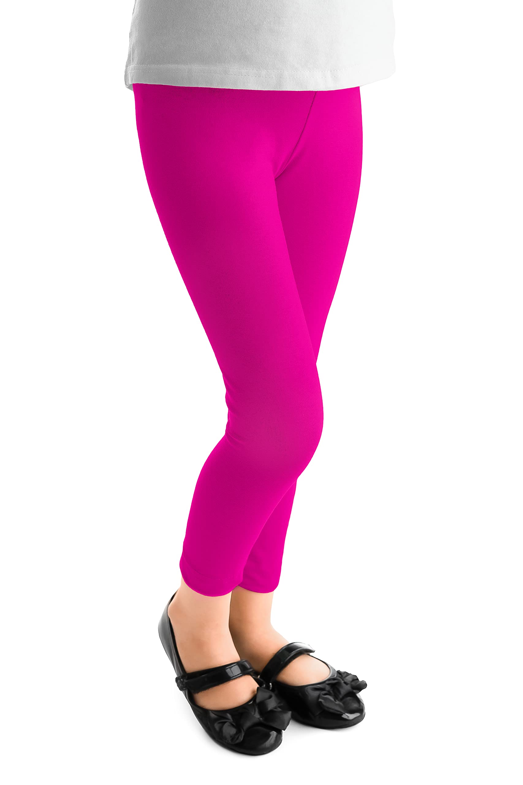 Frivolity Children Girls Full Length Plain Cotton Leggings, 5-6 Years, Amaranth