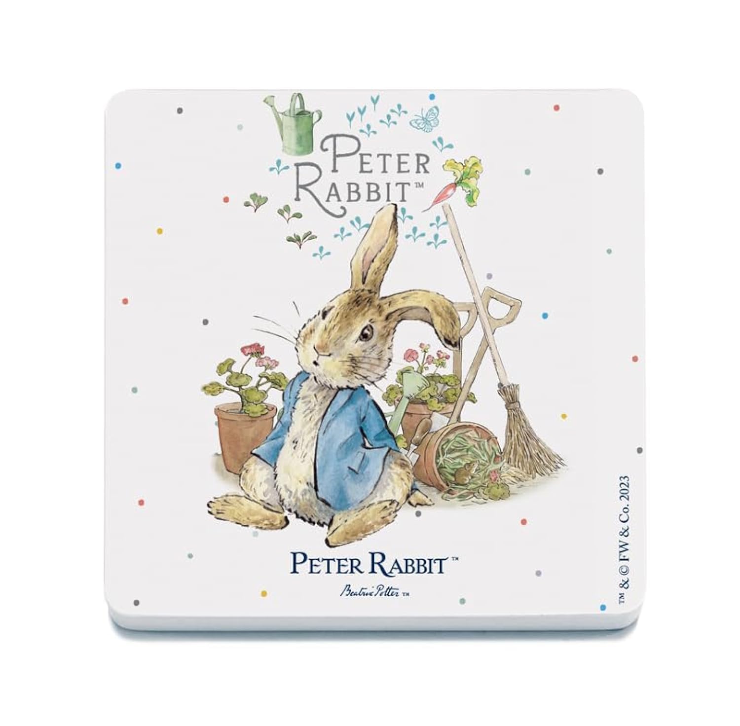The Original Metal Sign Peter Rabbit And Mouse In Pot Decorative Coaster (10 X 10 Cm) - Beatrix Potter